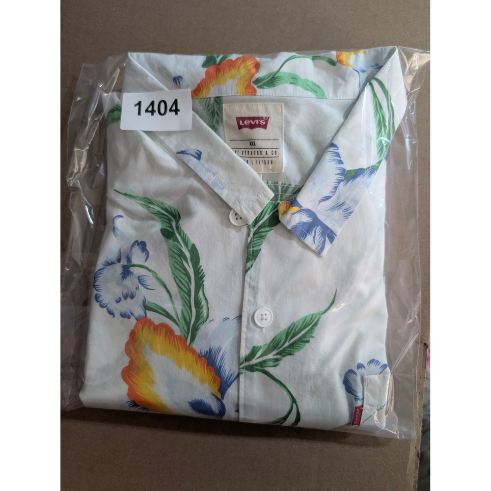 Levi's Button Up Shirt Mens XXL White Floral Tropical Hawaiian Short Sleeve - Picture 10 of 10